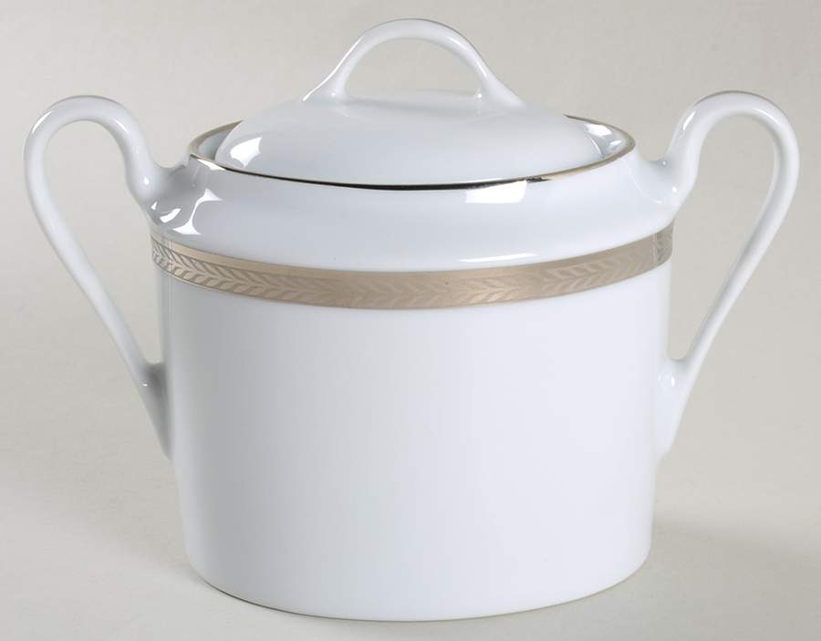 Laurel Platinum Sugar Bowl & Lid by Philippe Deshoulieres-1
