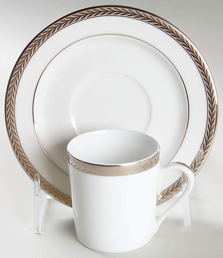 Laurel Platinum Flat Demitasse Cup & Saucer Set by Philippe Deshoulieres-1