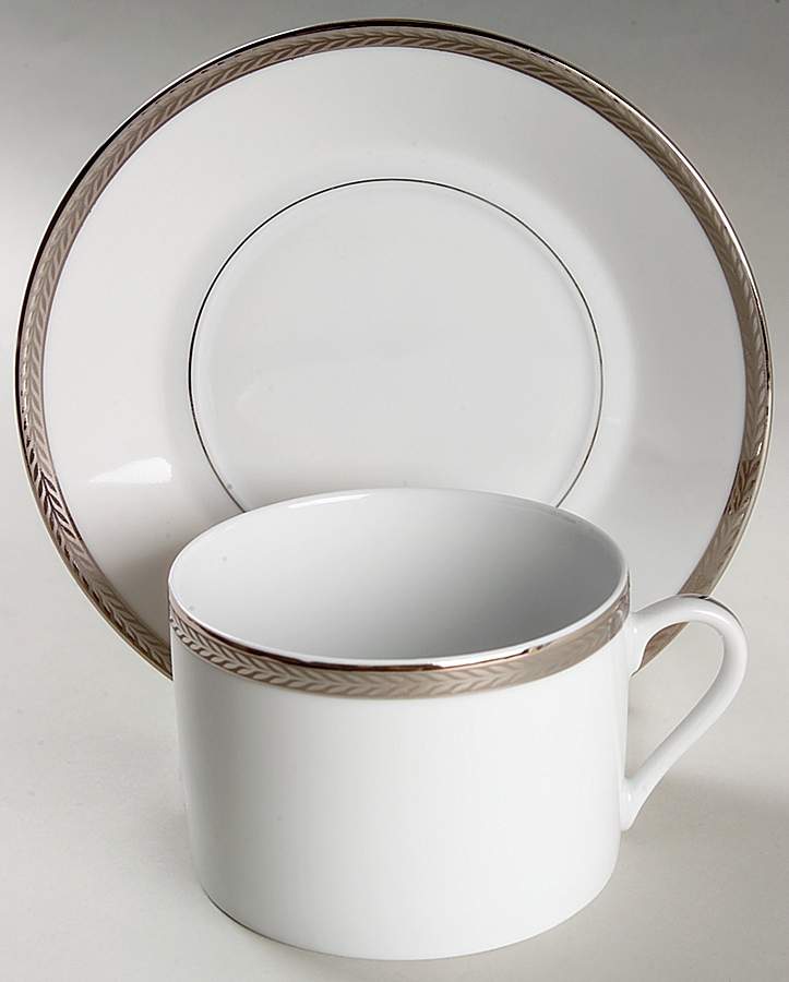 Laurel Platinum Breakfast Cup & Saucer Set by Philippe Deshoulieres-1