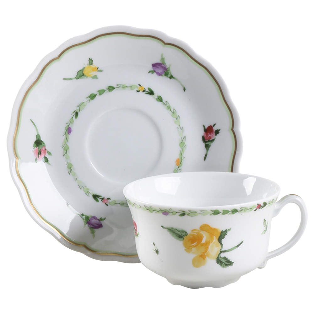 Parfum De Roses Flat Cup & Saucer Set by Philippe Deshoulieres-1