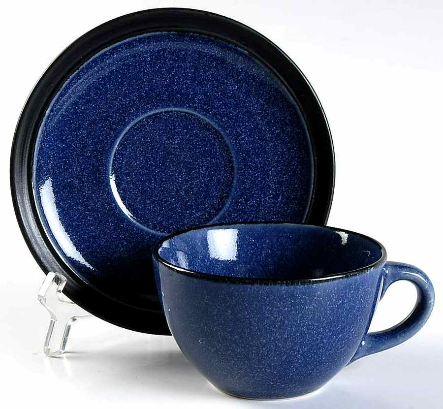 Arento Blue Flat Cup & Saucer Set by Dansk-1