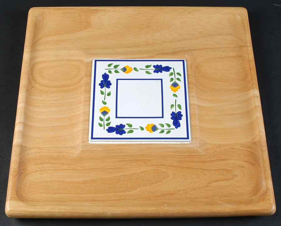 San Nicolo Square Wood Tray W/Ceramic Insert by Dansk-1