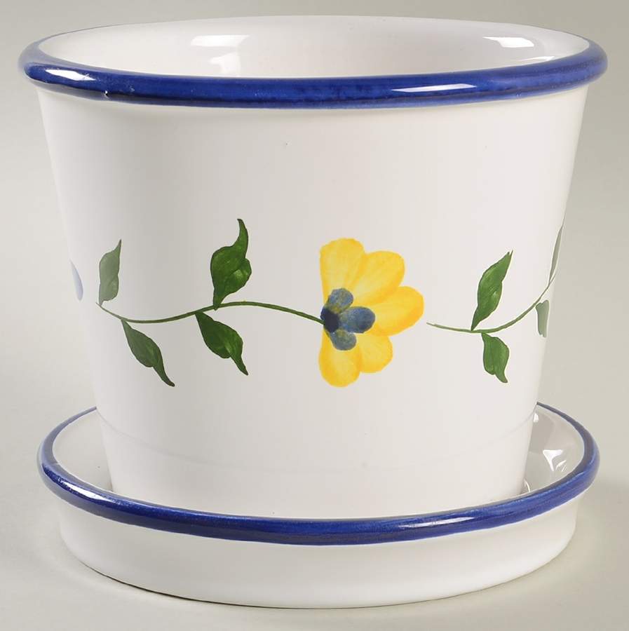 San Nicolo 5" Flower Pot & Underplate by Dansk-1