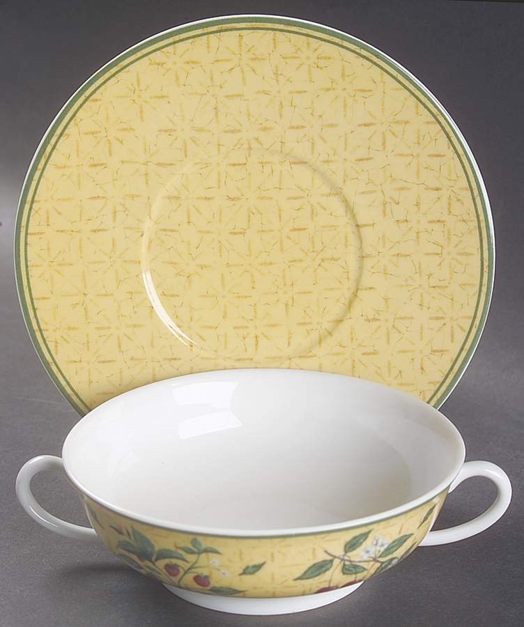 V & A Kensington Flat Cream Soup Bowl & Saucer Set by Philippe Deshoulieres-1