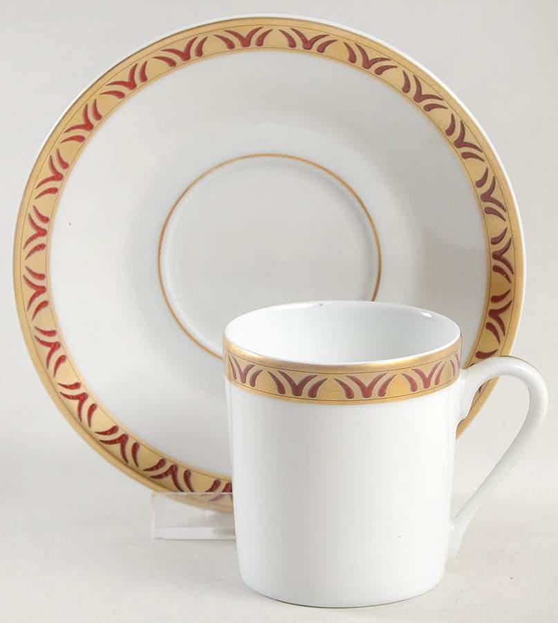 Rizieres Rouge Flat Demitasse Cup & Saucer Set by Philippe Deshoulieres-1