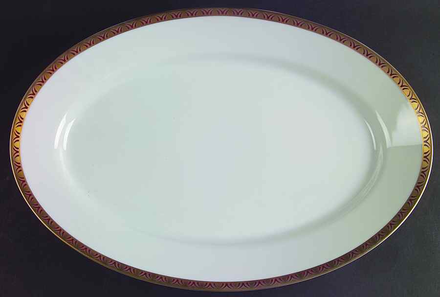 Rizieres Rouge 15" Oval Serving Platter by Philippe Deshoulieres-1