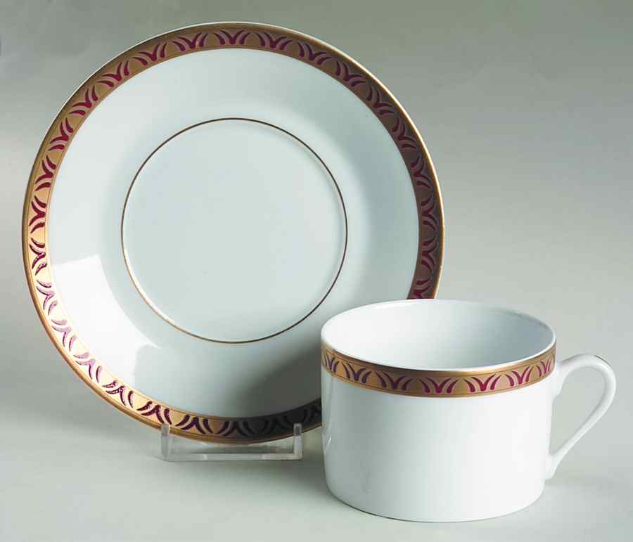Rizieres Rouge Flat Cup & Saucer Set by Philippe Deshoulieres-1