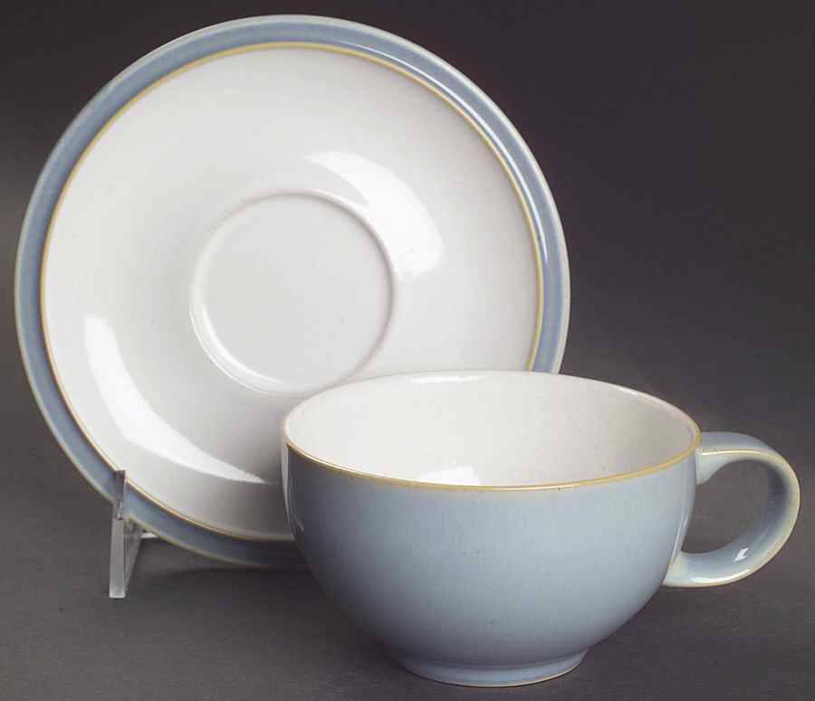 Blue Jetty Flat Cup & Saucer Set by Denby-Langley-1