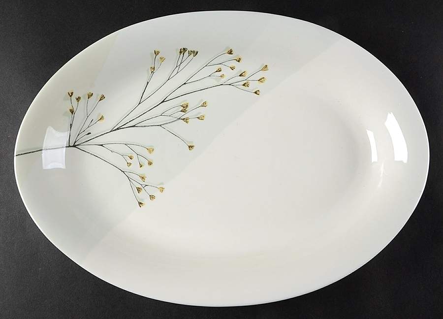 Green Flora 14" Oval Serving Platter by Dansk-1