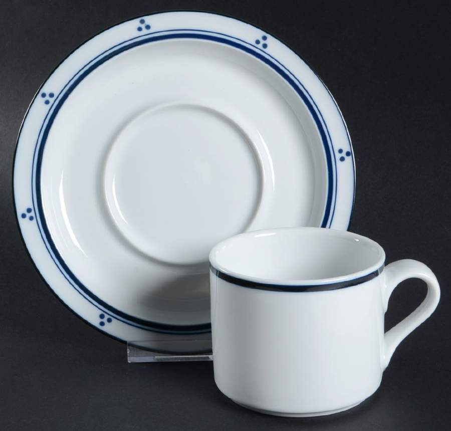Fredriksborg Blue (Portugal) Flat Cup & Saucer Set by Dansk-1