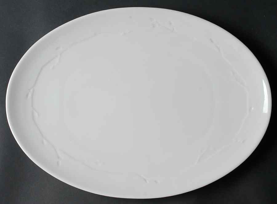 Wild Willow White 15" Oval Serving Platter by Dansk-1