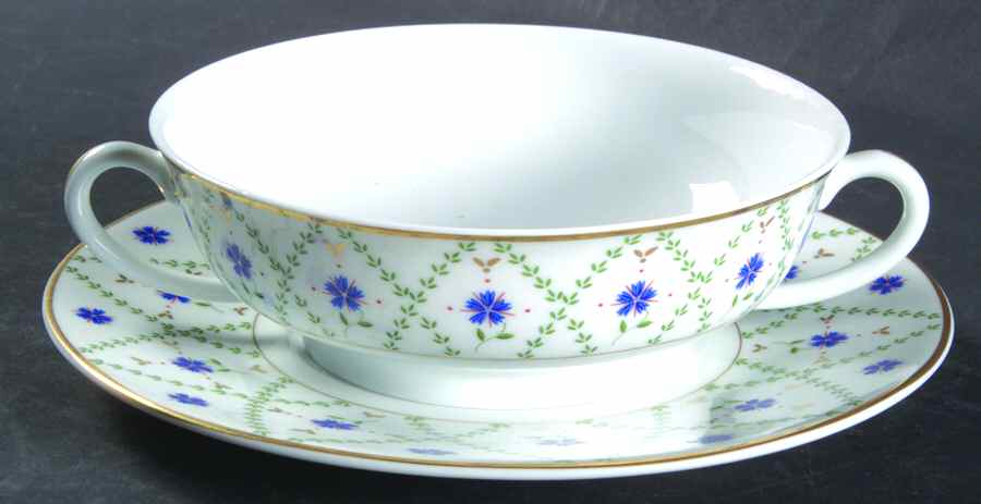 Barbizon Flat Cream Soup Bowl & Saucer Set by Philippe Deshoulieres-1