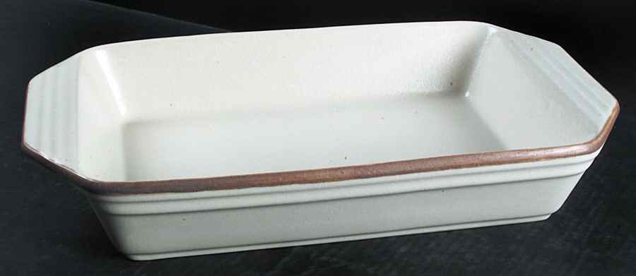 Santiago White (Beige Body, Tan Edge) 15" Rectangular Baker by Dansk-1