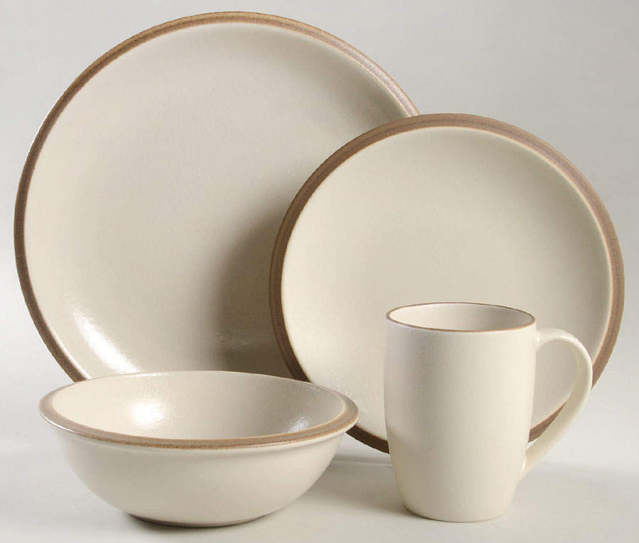 Santiago White (Beige Body, Tan Edge) 4 Piece Place Setting by Dansk-1