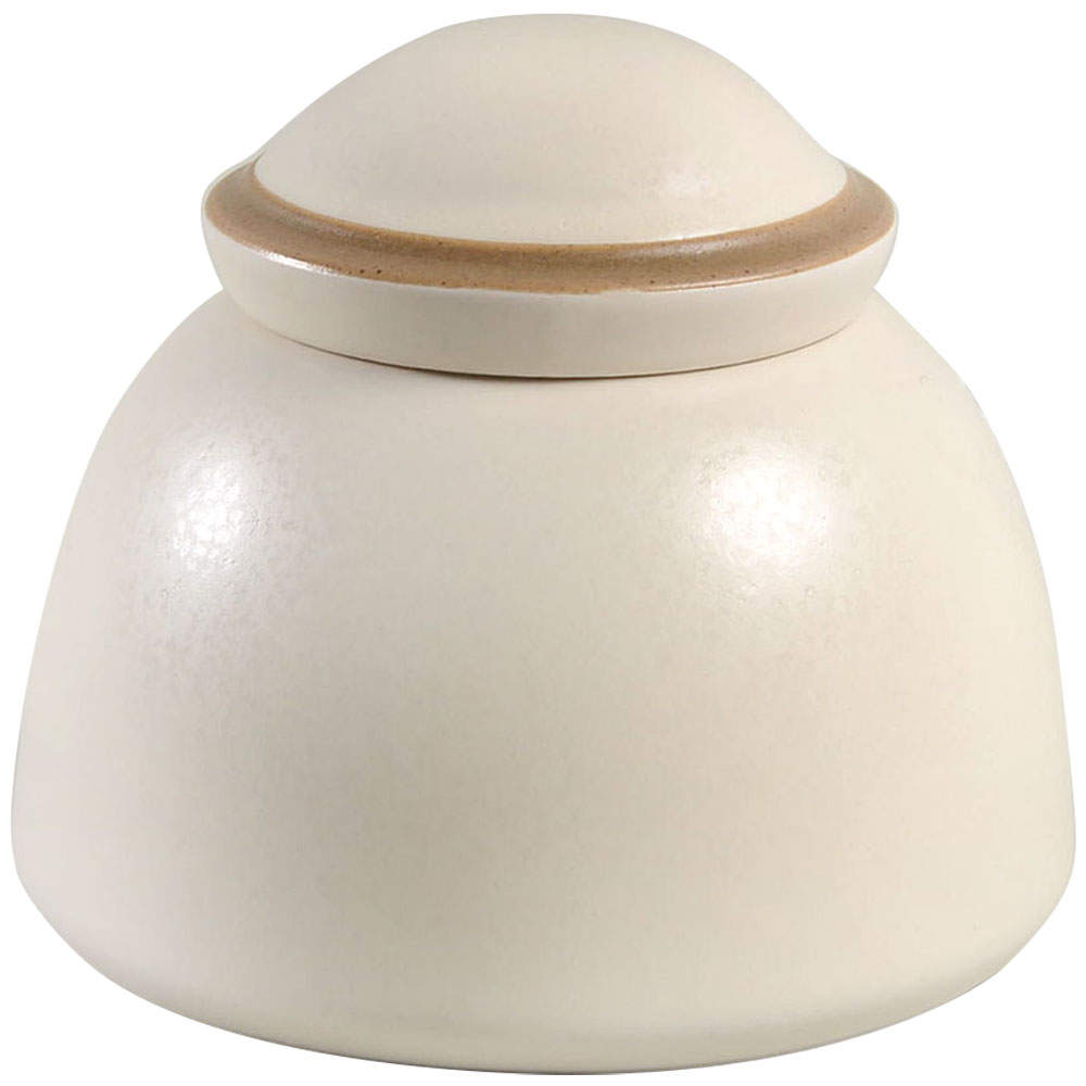 Santiago White (Beige Body, Tan Edge) Sugar Bowl & Lid by Dansk-1