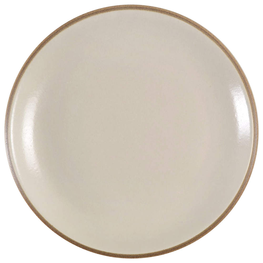 Santiago White (Beige Body, Tan Edge) Dinner Plate by Dansk-1