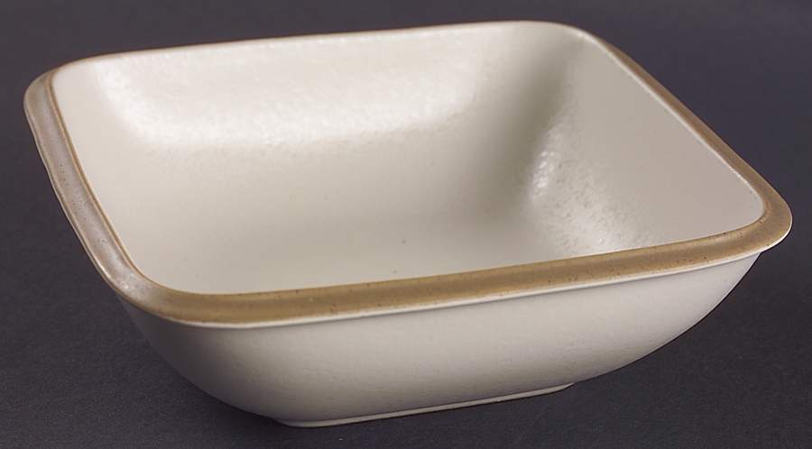 Santiago White (Beige Body, Tan Edge) Square Soup/Cereal Bowl by Dansk-1