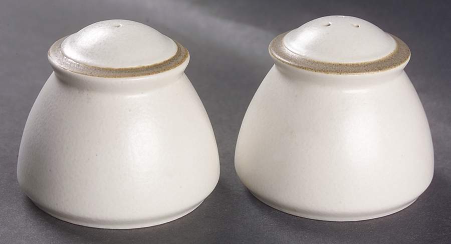 Santiago White (Beige Body, Tan Edge) Salt & Pepper Set by Dansk-1