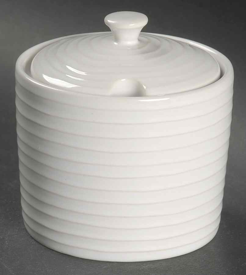Arelli White Sugar Bowl & Lid by Dansk-1