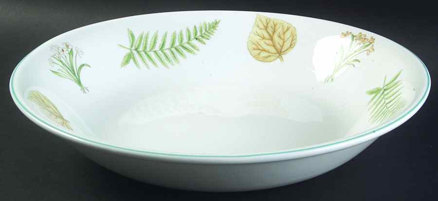 Foliage and Flowers (Non Marbled Rim) 13" Pasta Serving Bowl by Doulton & Co-1