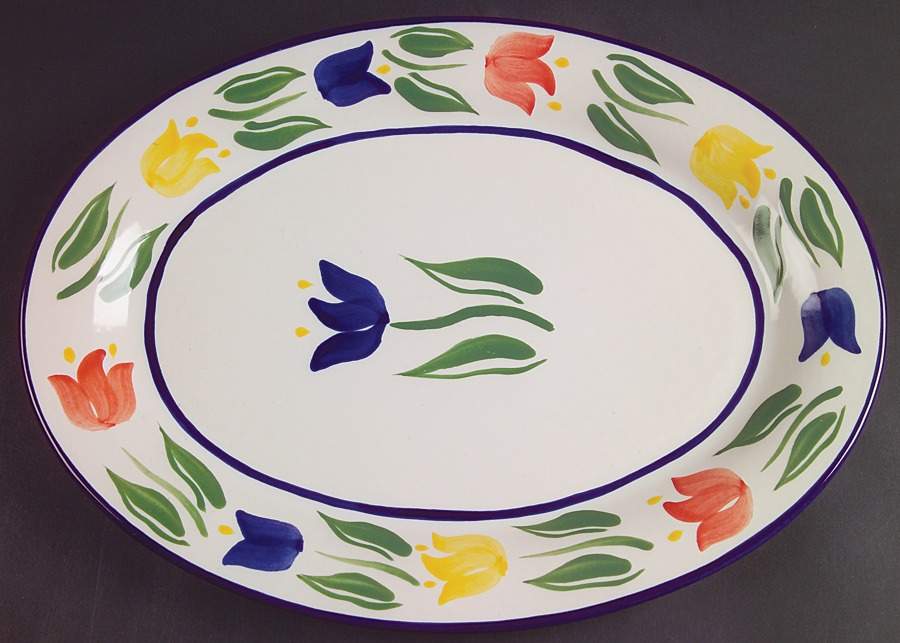 Tulip 15" Oval Serving Platter by Dansk-1