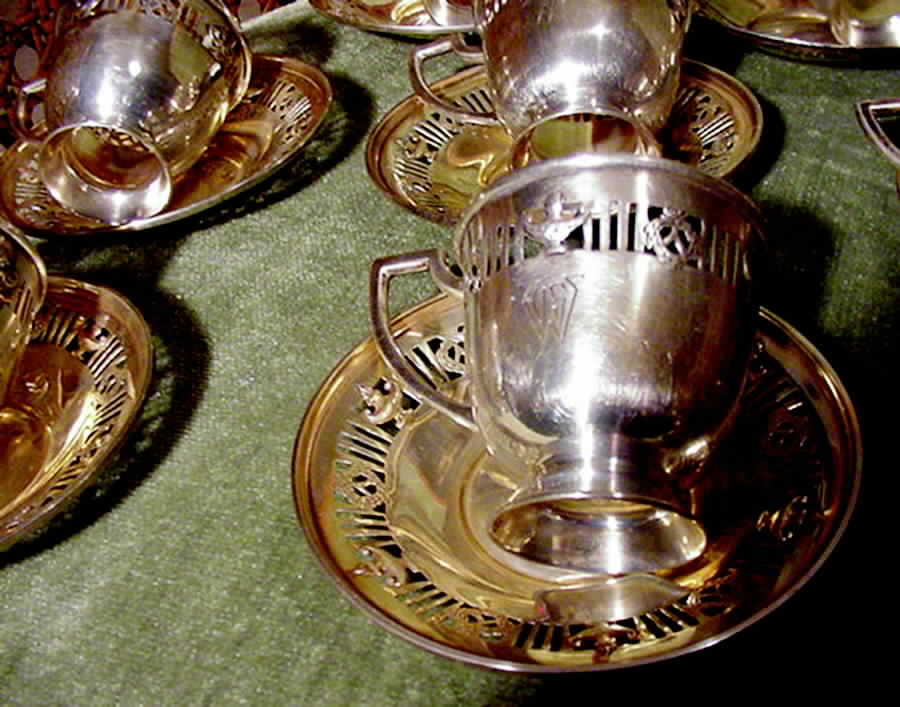 844 (Sterling, Hollowware) Sterling Demitasse Cup and Saucer by Dominick & Haff-1