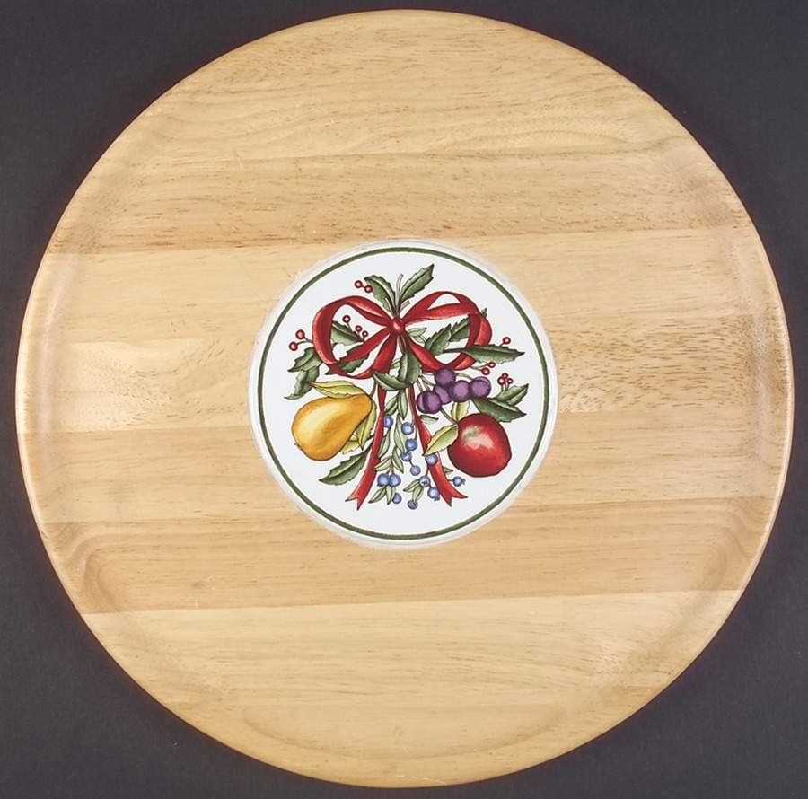 Holiday Harvest Round Wood Hostess Tray by Dansk-1