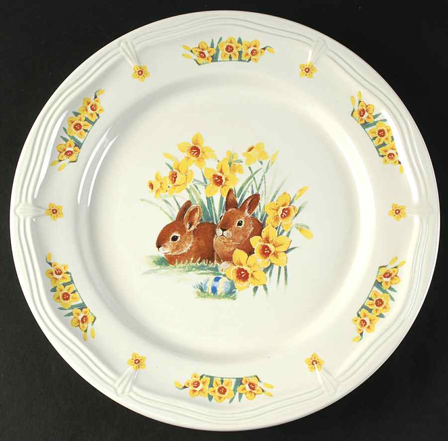 Daffodil Bunny 12" Chop Plate (Round Platter) by Domestications-1