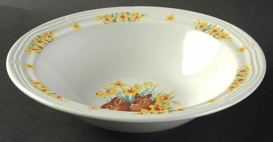 Daffodil Bunny 9" Round Vegetable Bowl by Domestications-1