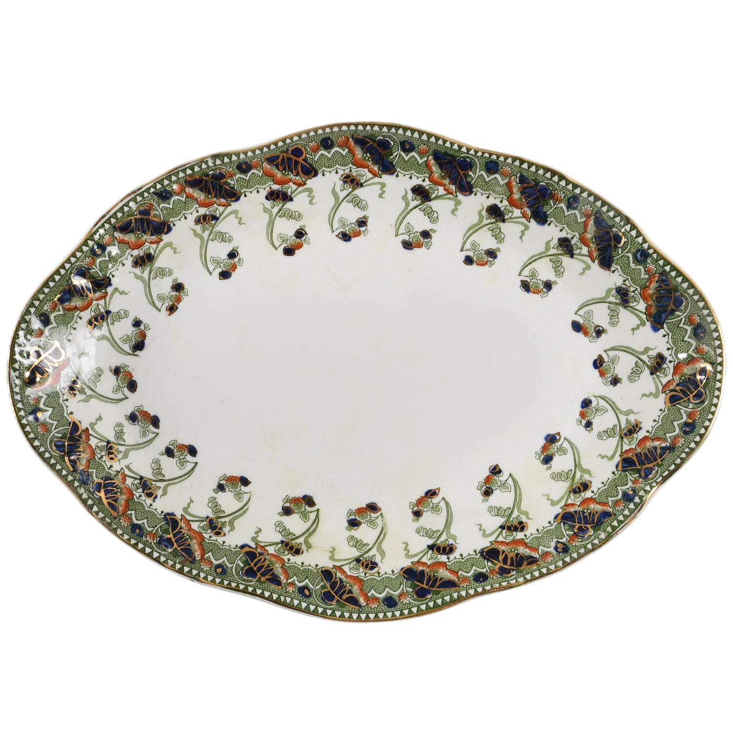 Perfecto Green Multicolor 12" Oval Serving Platter by Dunn Bennett-1