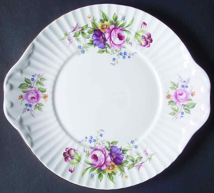 English Garden (Sapphire Shape) Handled Cake Plate by Duchess-1