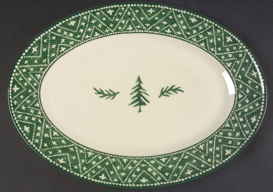 Nordic Knits Green 15" Oval Serving Platter by Dansk-1