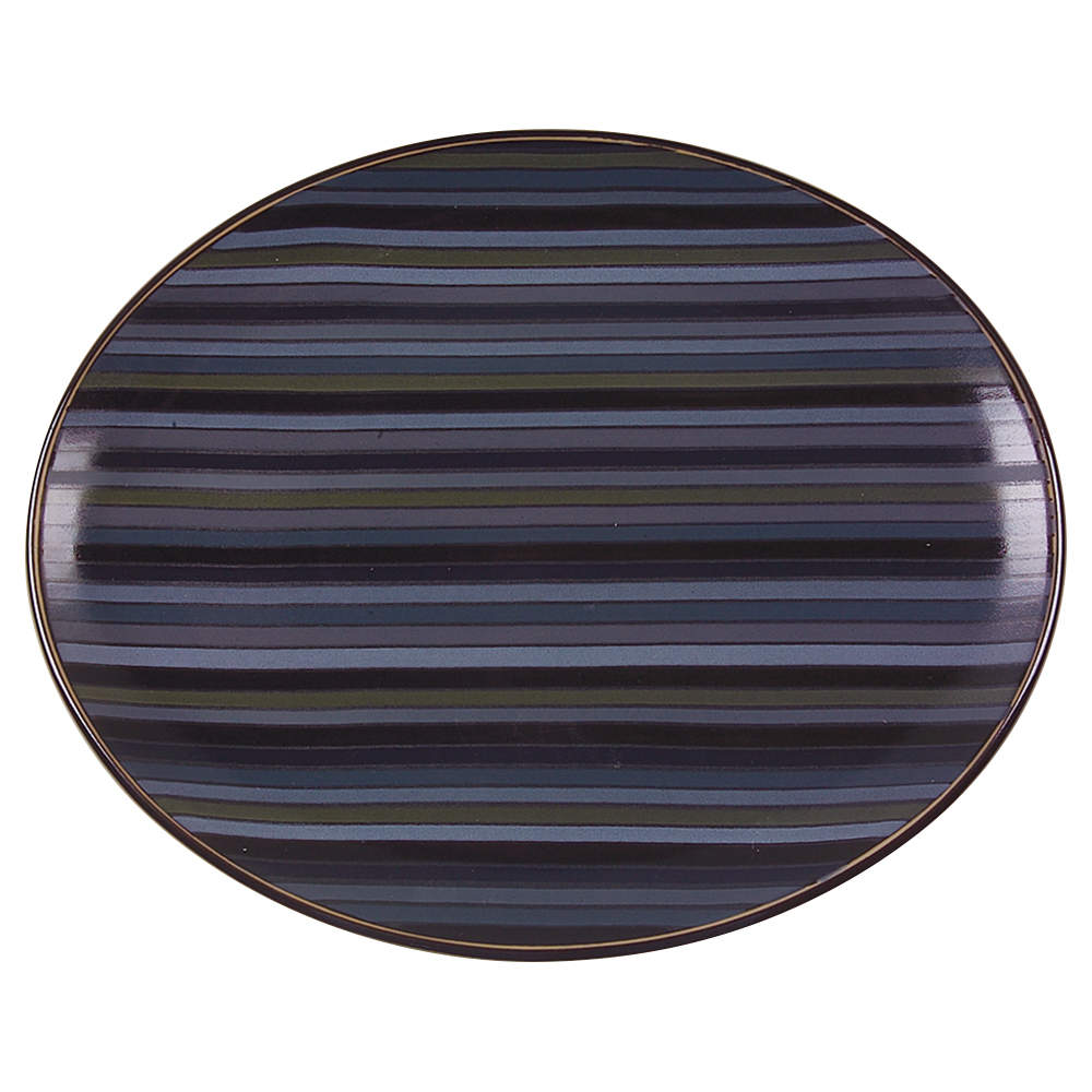 Jet Stripes 14" Oval Serving Platter by Denby-Langley-1