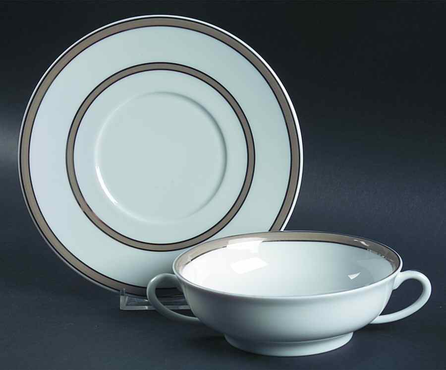 Artica Flat Cream Soup Bowl & Saucer Set by Philippe Deshoulieres-1