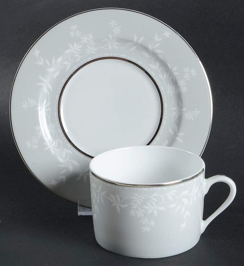 Bragance Grey Flat Cup & Saucer Set by Philippe Deshoulieres-1