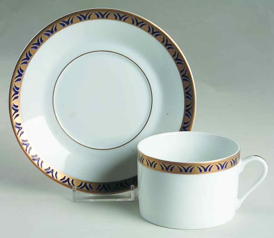 Rizieres Blue Flat Cup & Saucer Set by Philippe Deshoulieres-1