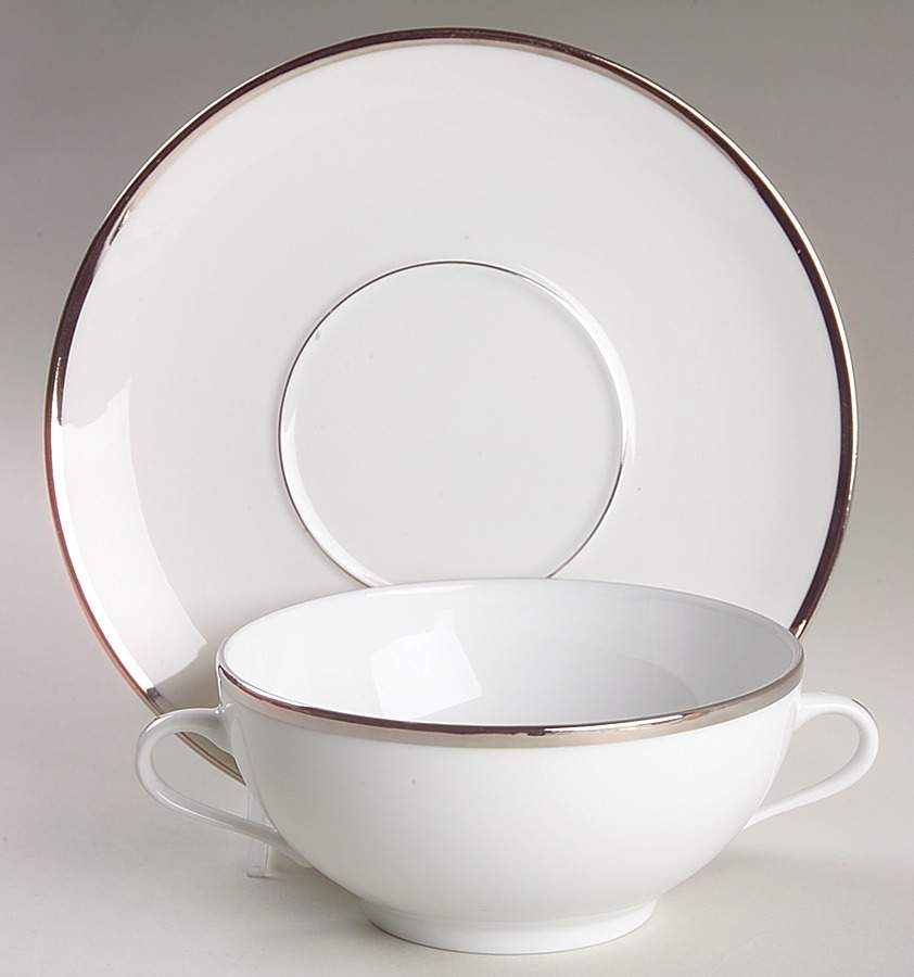 Senat Platinum Flat Cream Soup & Saucer Set by Philippe Deshoulieres-1