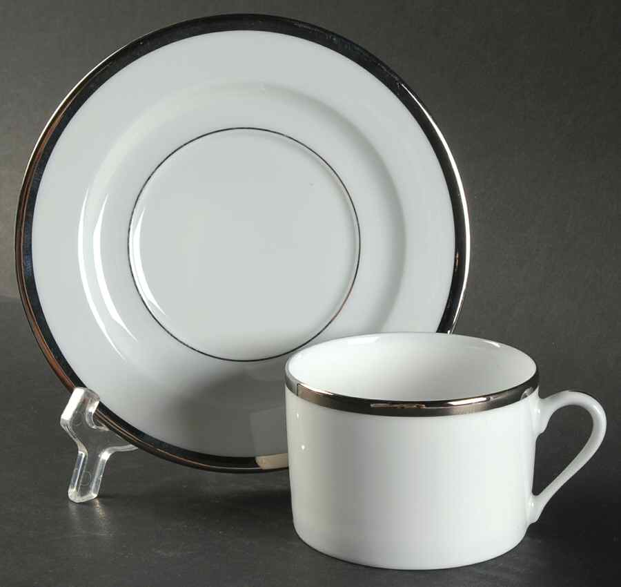 Senat Platinum Flat Cup & Saucer Set by Philippe Deshoulieres-1