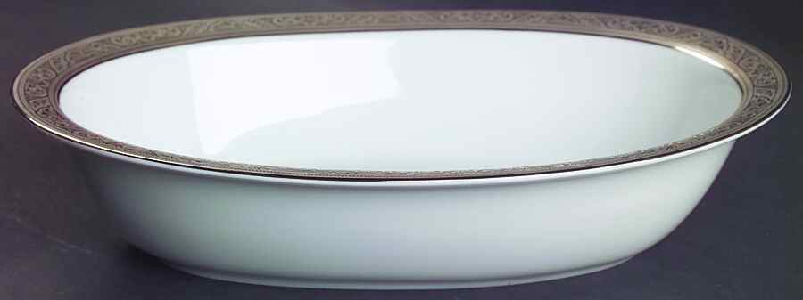 Trianon Platinum 10" Oval Vegetable Bowl by Philippe Deshoulieres-1