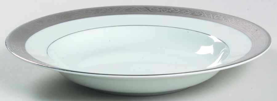 Trianon Platinum Large Rim Soup Bowl by Philippe Deshoulieres-1