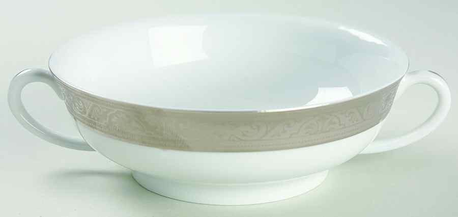 Trianon Platinum Flat Cream Soup Bowl by Philippe Deshoulieres-1