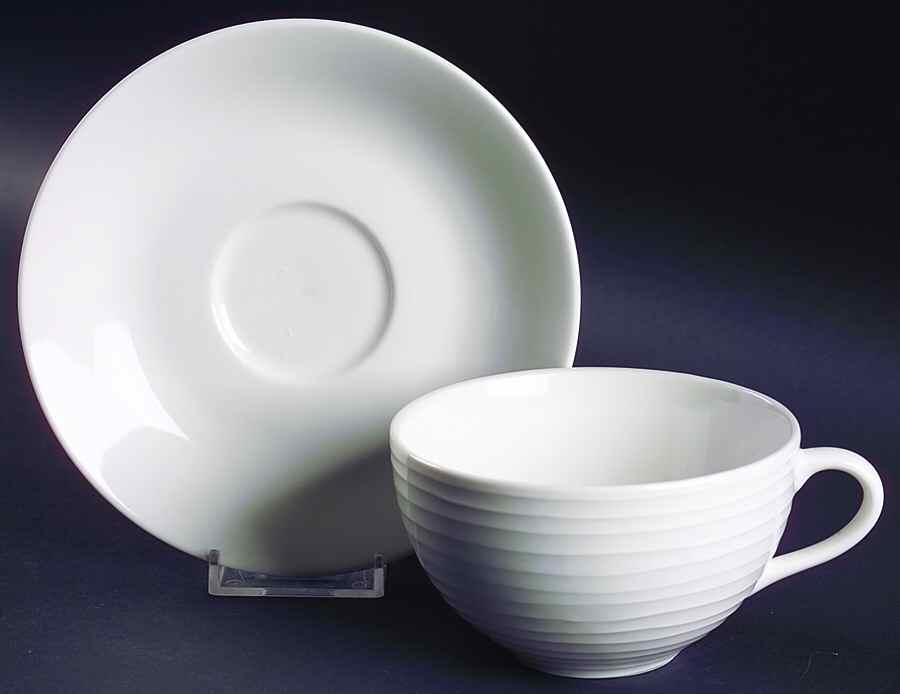 Studio White Flat Cup & Saucer Set by Design House-1
