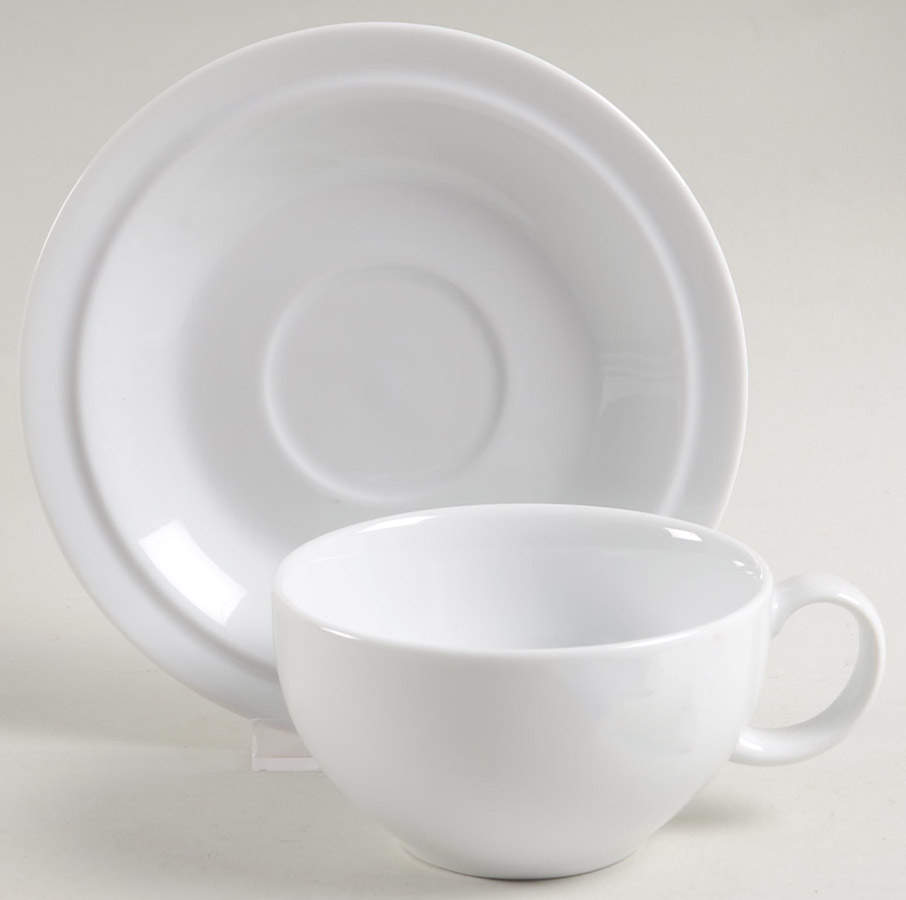 White Flat Cup & Saucer Set by Denby-Langley-1