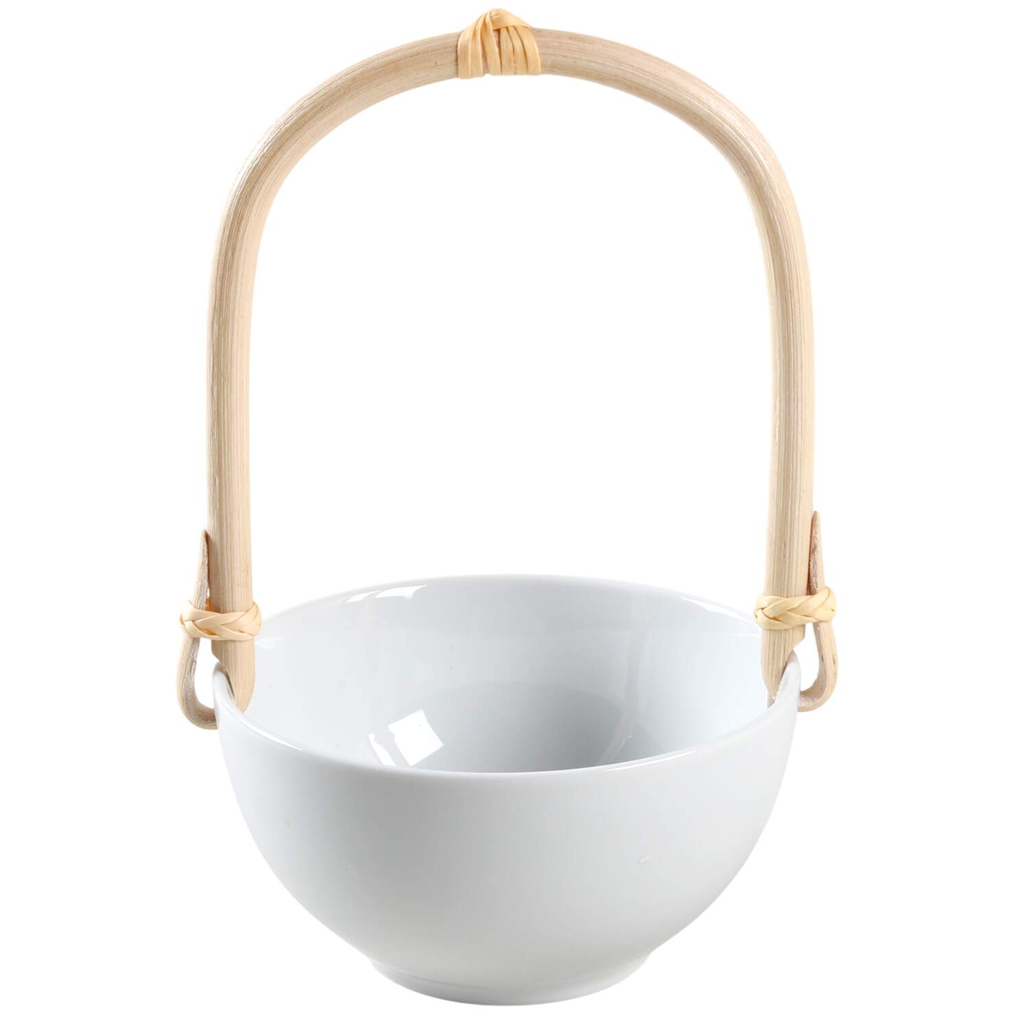 White 7''-7 1/4'' Basket W/Bamboo Handle HC by Denby-Langley-1
