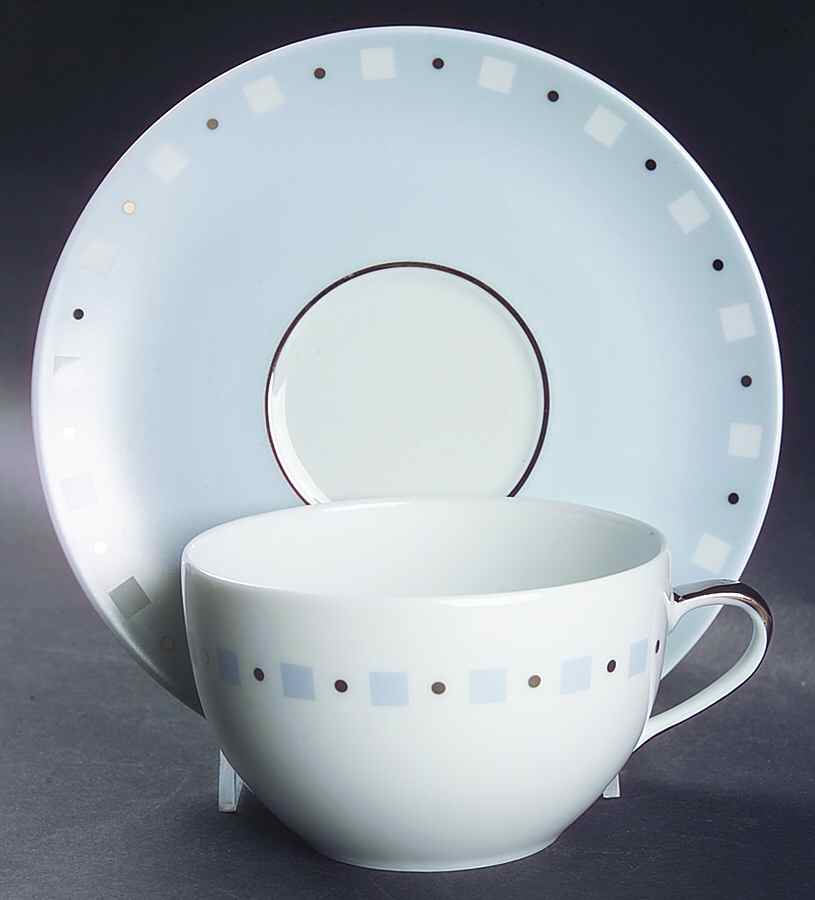 Baltik White & Blue Breakfast Cup & Saucer Set by Philippe Deshoulieres-1