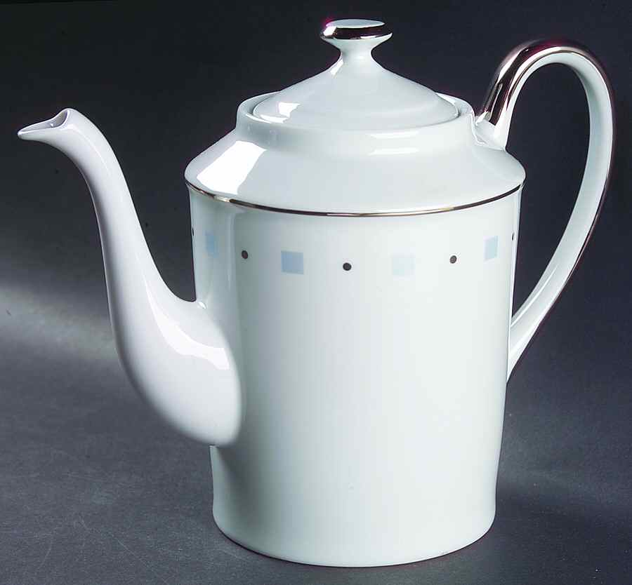 Baltik White & Blue Coffee Pot & Lid by Philippe Deshoulieres-1