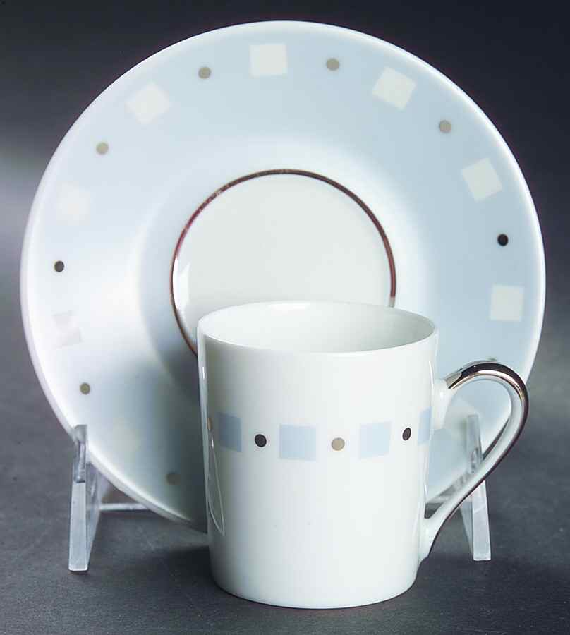 Baltik White & Blue Flat Demitasse Cup & Saucer Set by Philippe Deshoulieres-1