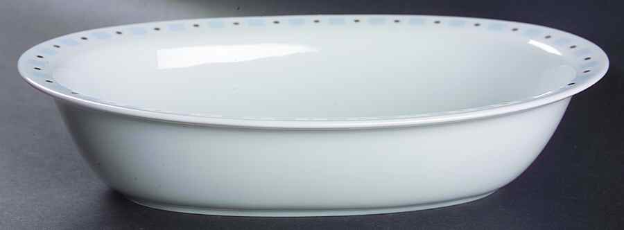 Baltik White & Blue 10" Oval Vegetable Bowl by Philippe Deshoulieres-1