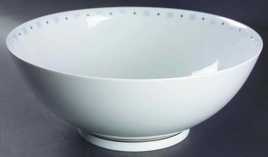 Baltik White & Blue 11" Large Salad Serving Bowl by Philippe Deshoulieres-1