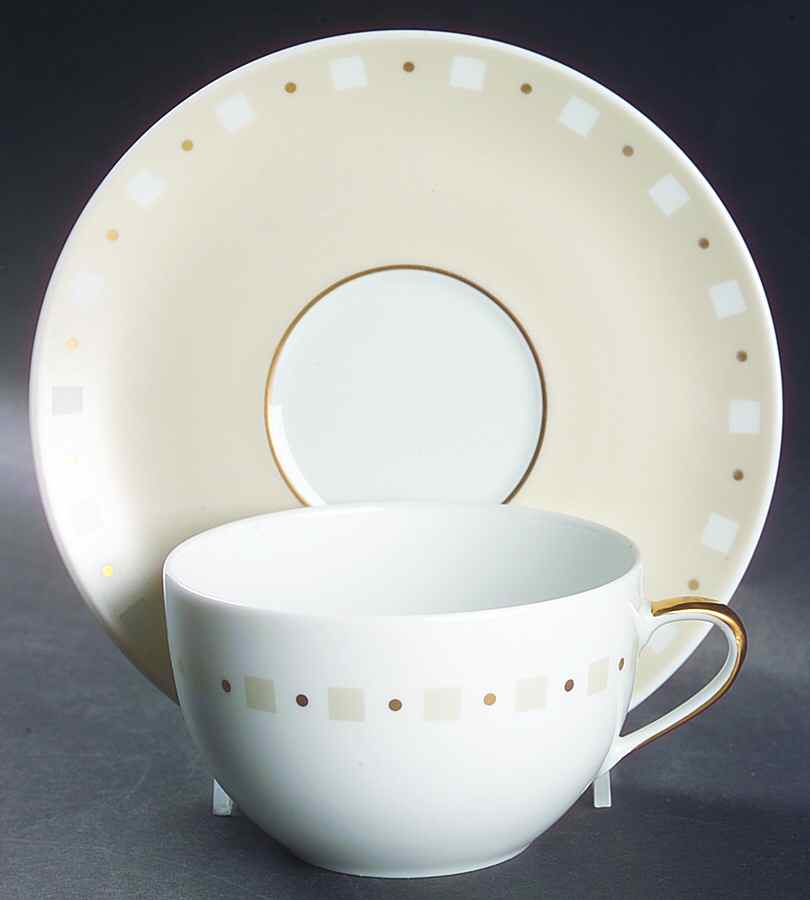 Baltik White & Sand (Ivory) Breakfast Cup & Saucer Set by Philippe Deshoulieres-1